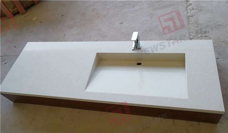 white galaxy quartz vanity sink